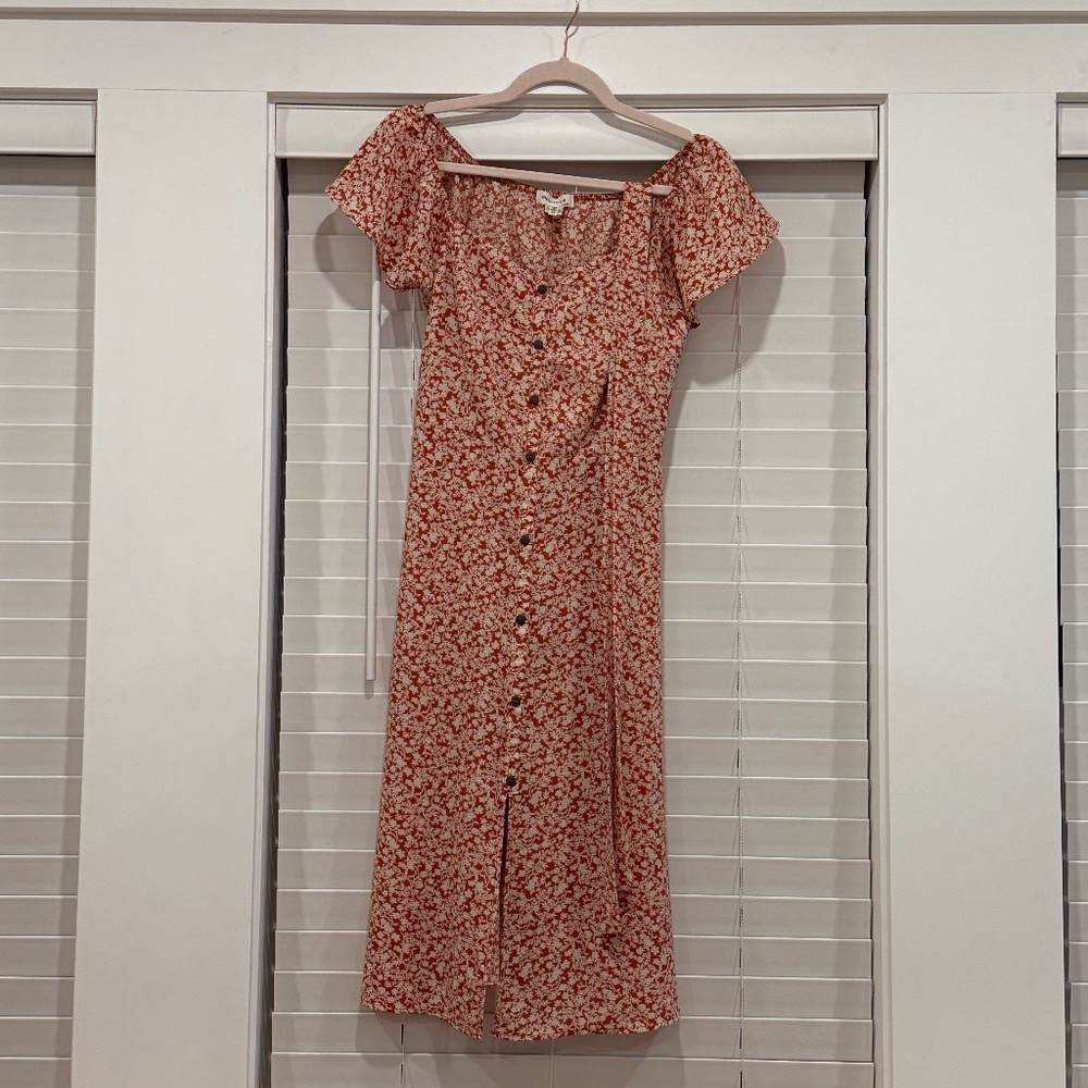 Monteau Rust Red Floral Dress with Matching Belt bought from Nordstrom Rack
